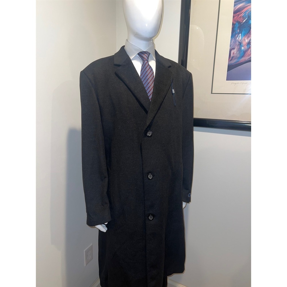 Chaps Ralf Lauren Mens Trench Coat 48R Parma Wool Blend Jacket Long NWT